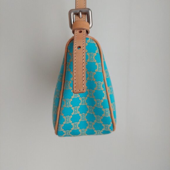 CELINE Turquoise Macadam Mini Shoulder Bag - Picture 9 of 17